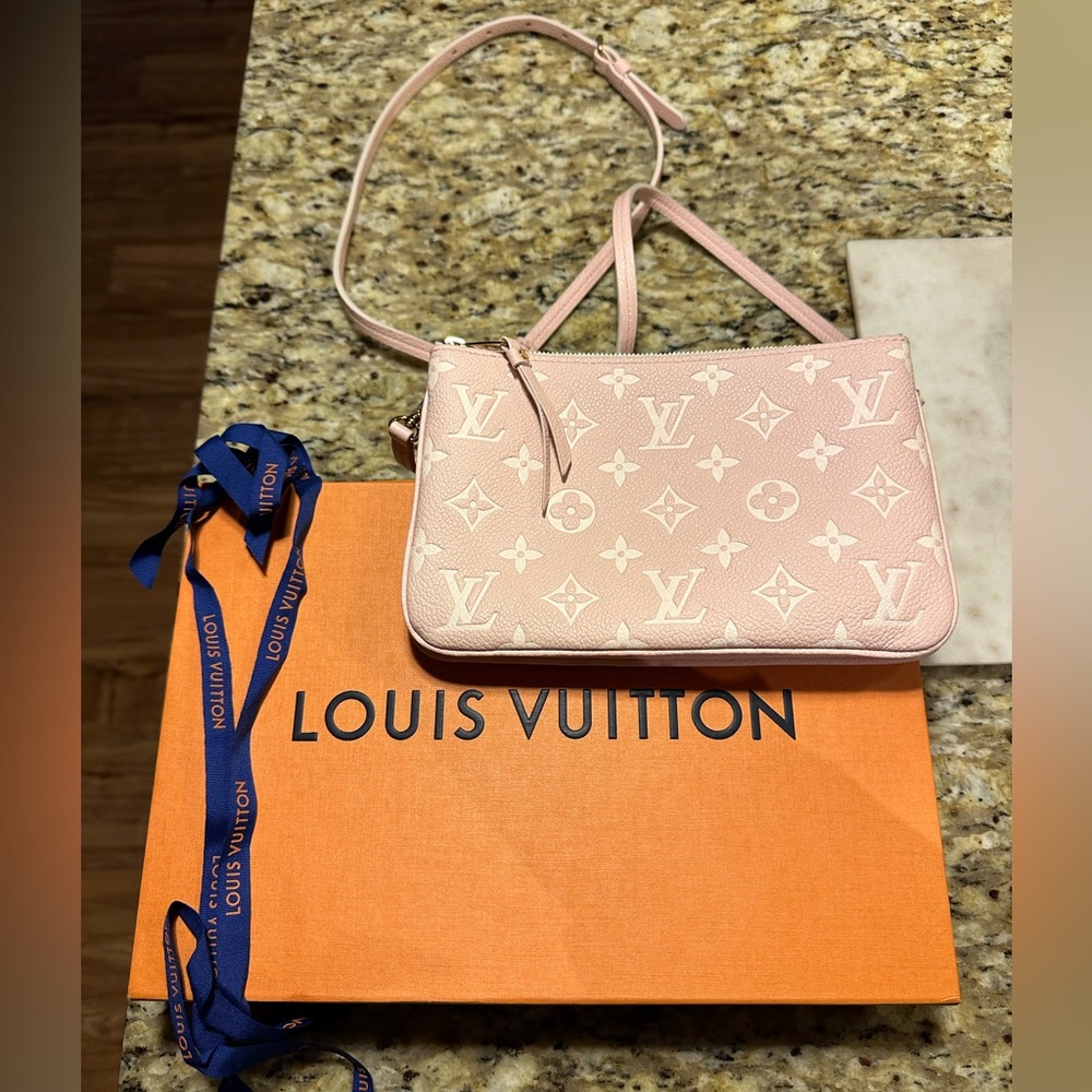 *SOLD!*Louis Vuitton Pink Double Zip Pochette Empreinte Crossbody Bag